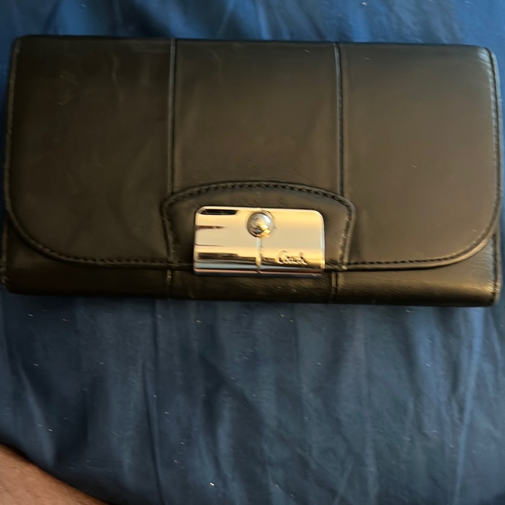 Vintage Coach Black Leather Wallet and Check book